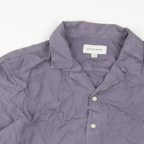 Autograph Mens Purple Lyocell Button-Up Size L Collared Button