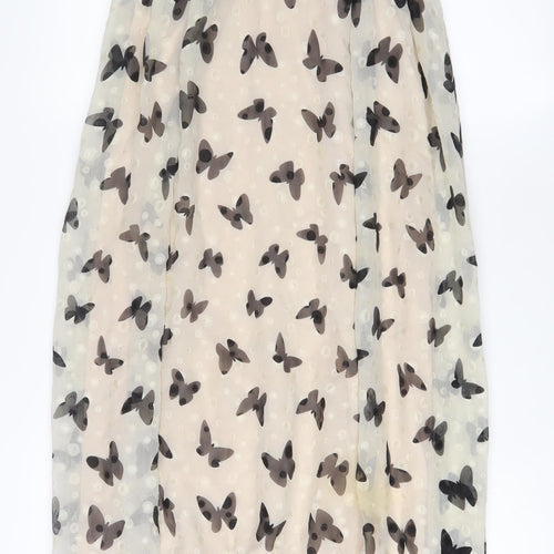 Yumi Womens Beige Geometric Polyester A-Line Size 10 V-Neck Pullover - Butterflies