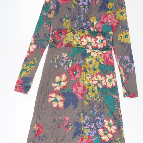 Joules Womens Multicoloured Floral Viscose A-Line Size 12 V-Neck Pullover