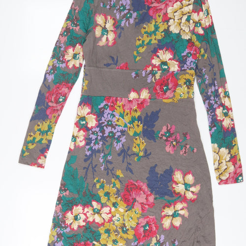 Joules Womens Multicoloured Floral Viscose A-Line Size 12 V-Neck Pullover
