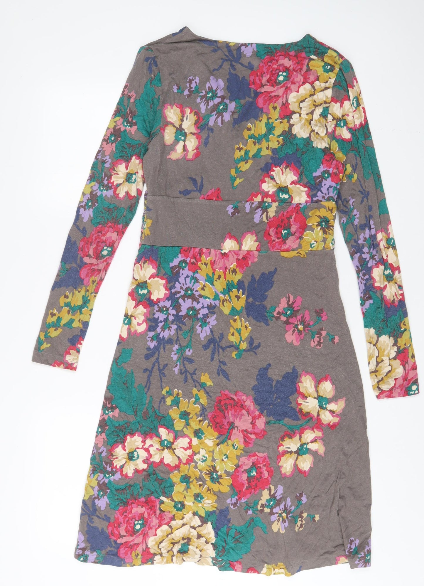 Joules Womens Multicoloured Floral Viscose A-Line Size 12 V-Neck Pullover