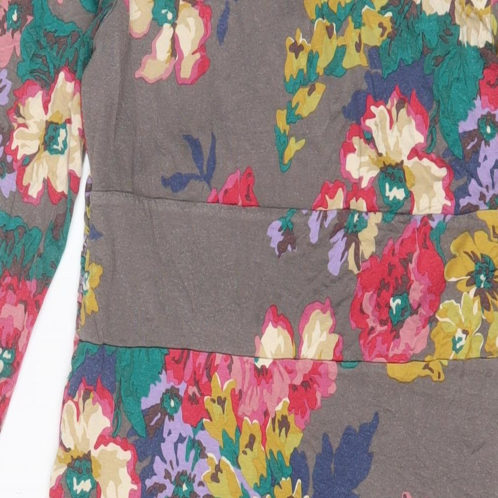 Joules Womens Multicoloured Floral Viscose A-Line Size 12 V-Neck Pullover