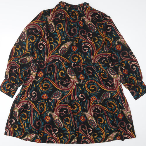 Pep&Co Womens Multicoloured Geometric Polyester A-Line Size 16 V-Neck Pullover