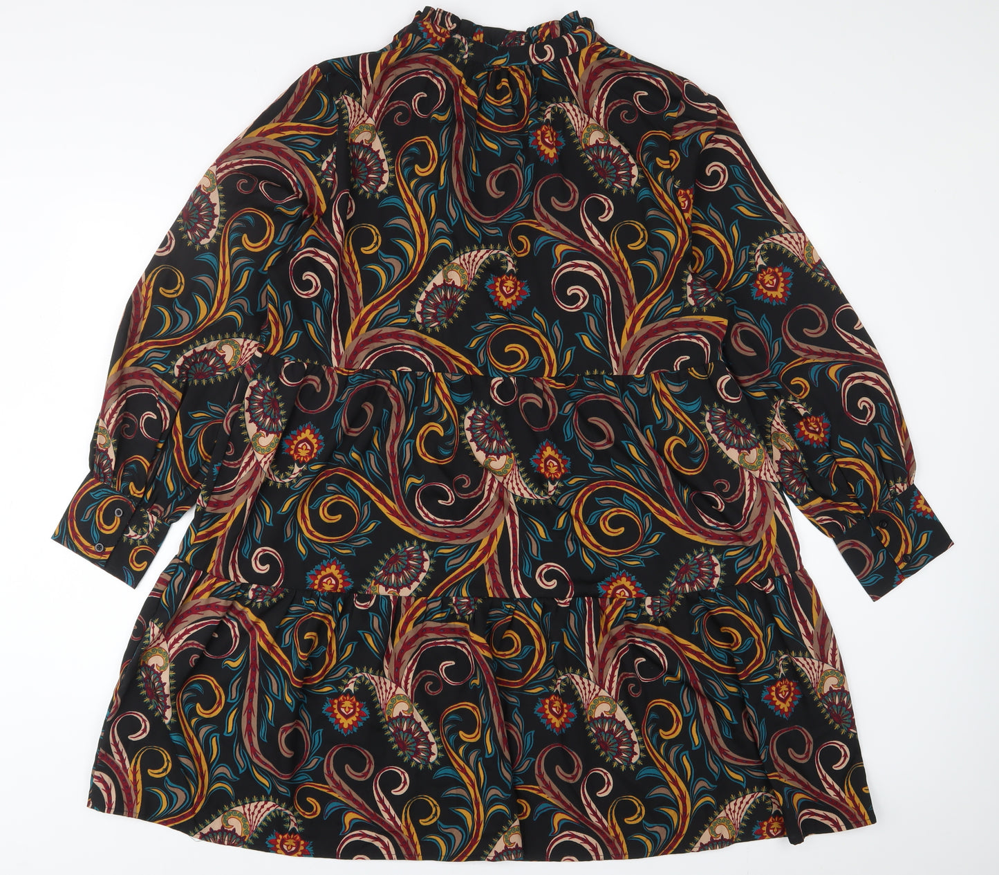 Pep&Co Womens Multicoloured Geometric Polyester A-Line Size 16 V-Neck Pullover