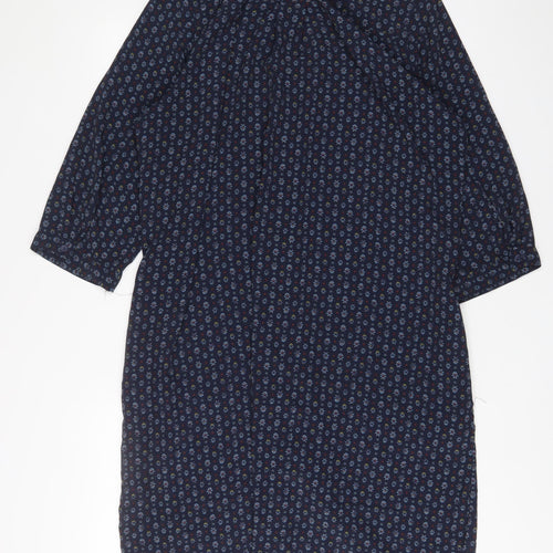 NEXT Womens Blue Geometric Polyester A-Line Size 20 Collared Button