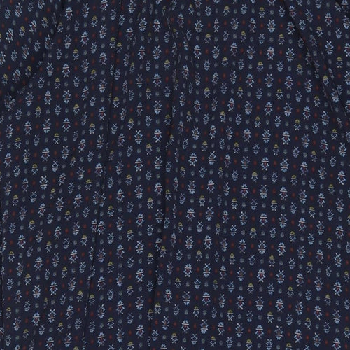 NEXT Womens Blue Geometric Polyester A-Line Size 20 Collared Button
