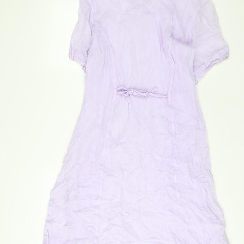 Reflect Womens Purple Polyester Sheath Size M Boat Neck Button - Embroidered