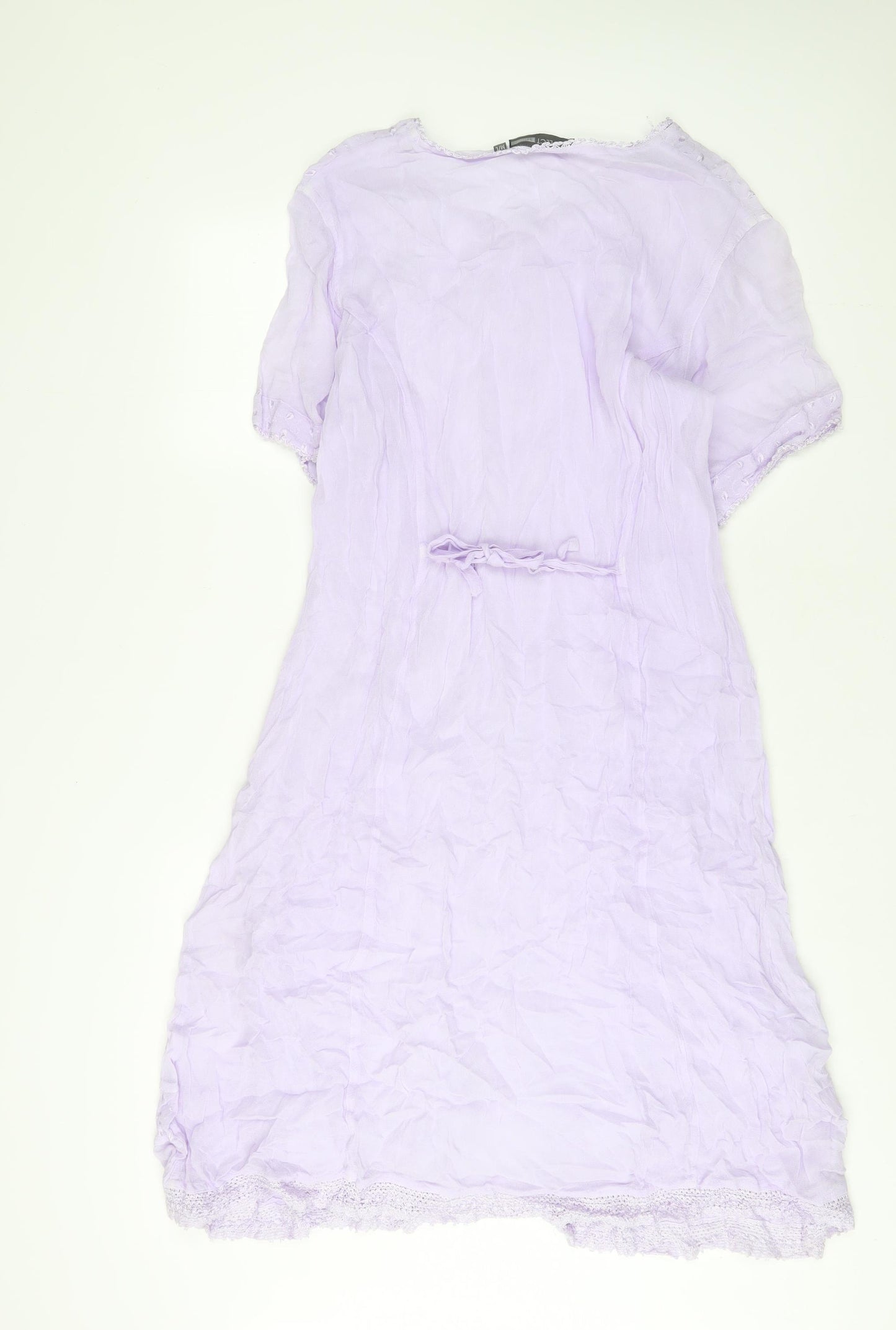 Reflect Womens Purple Polyester Sheath Size M Boat Neck Button - Embroidered