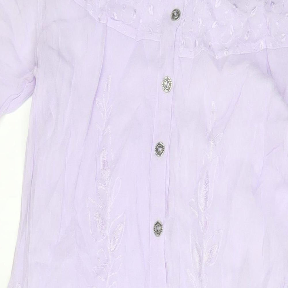 Reflect Womens Purple Polyester Sheath Size M Boat Neck Button - Embroidered