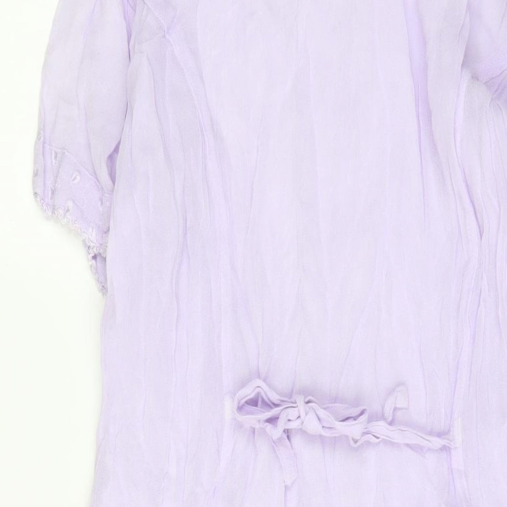 Reflect Womens Purple Polyester Sheath Size M Boat Neck Button - Embroidered