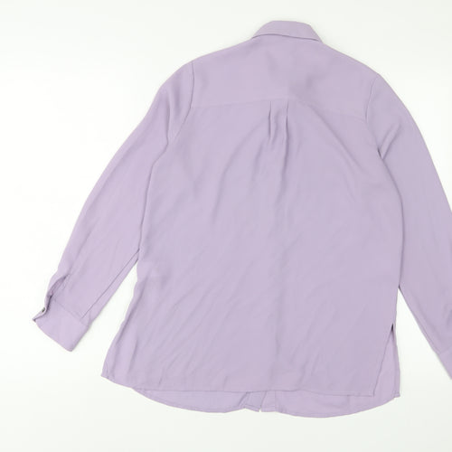 New Look Womens Purple Polyester Basic Button-Up Size 6 Collared