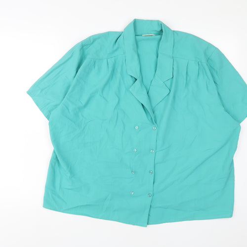 Edinburgh Womens Blue Polyester Basic Button-Up Size 22 Collared