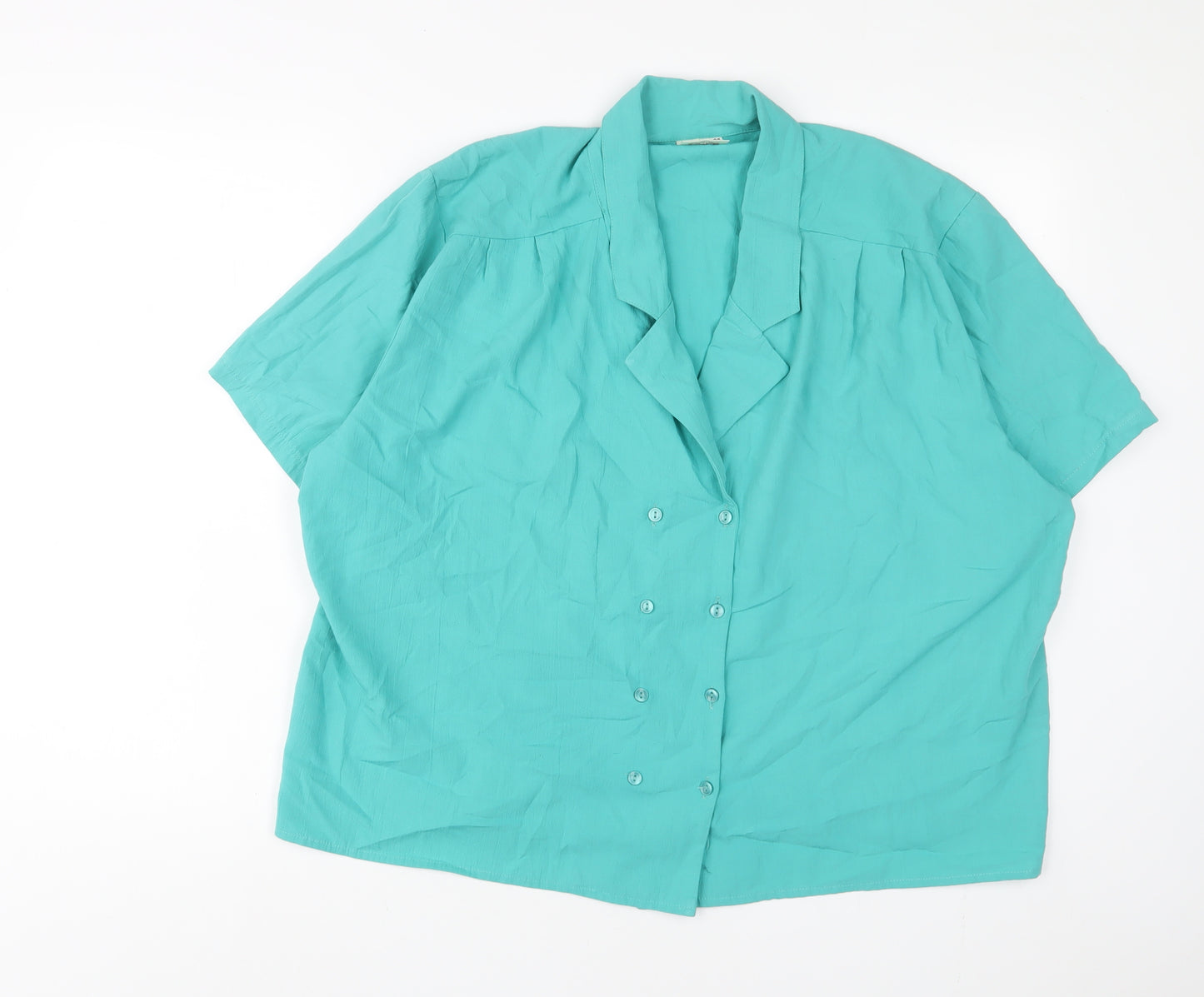 Edinburgh Womens Blue Polyester Basic Button-Up Size 22 Collared