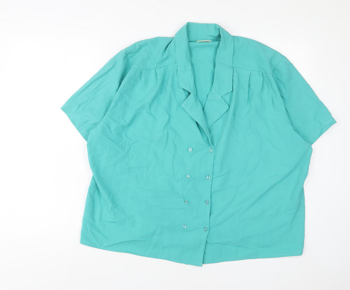 Edinburgh Womens Blue Polyester Basic Button-Up Size 22 Collared