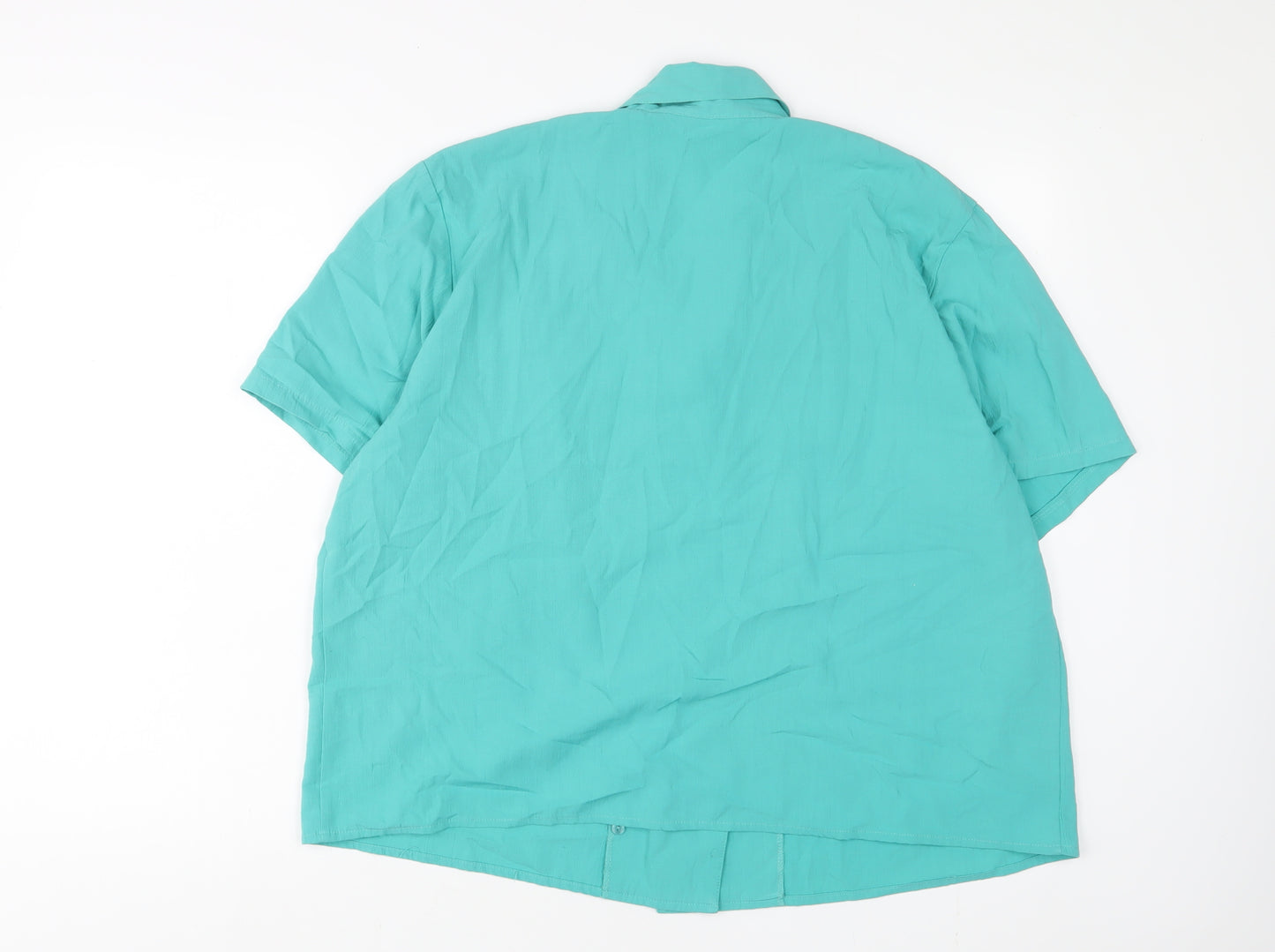 Edinburgh Womens Blue Polyester Basic Button-Up Size 22 Collared