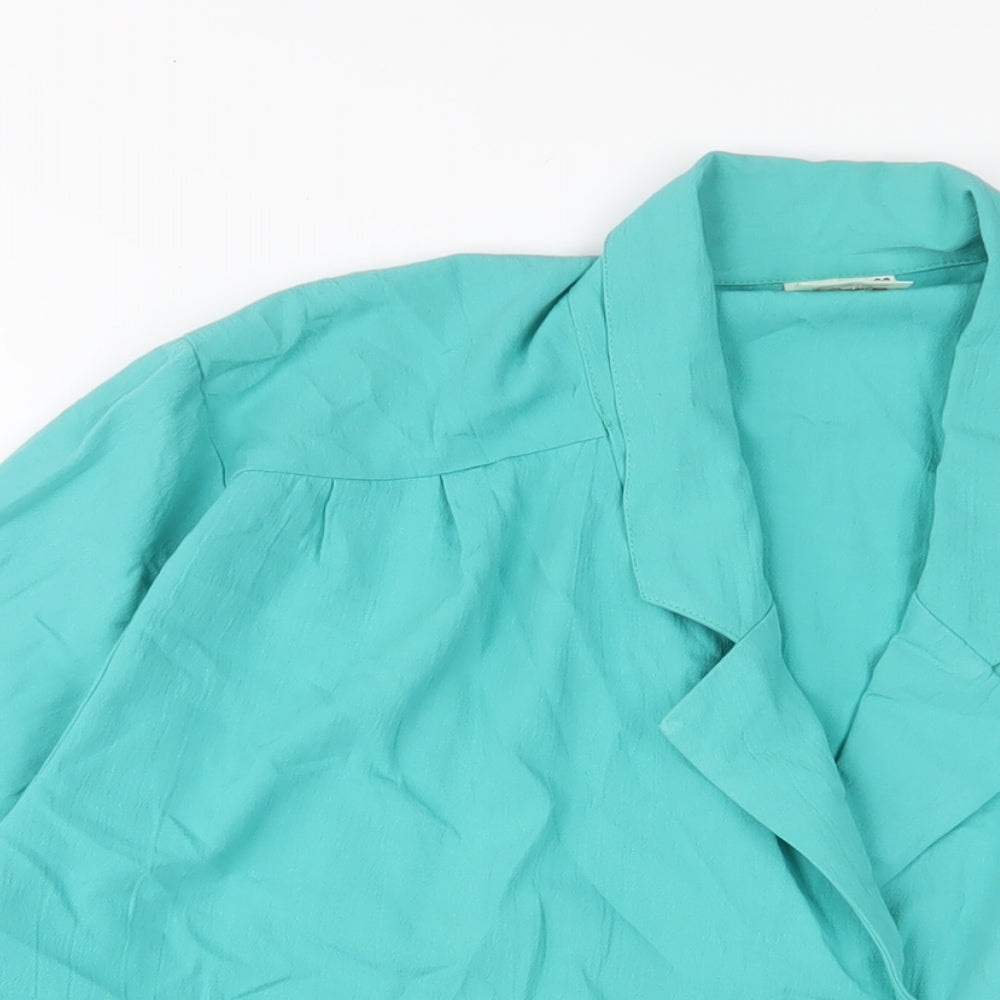 Edinburgh Womens Blue Polyester Basic Button-Up Size 22 Collared