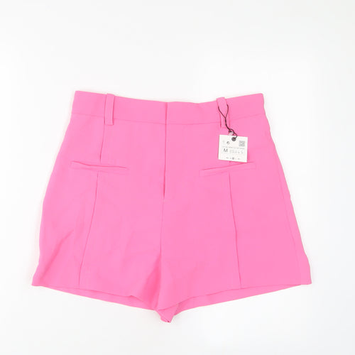 Zara Womens Pink Polyester Sailor Shorts Size M L3 in Regular Hook & Eye