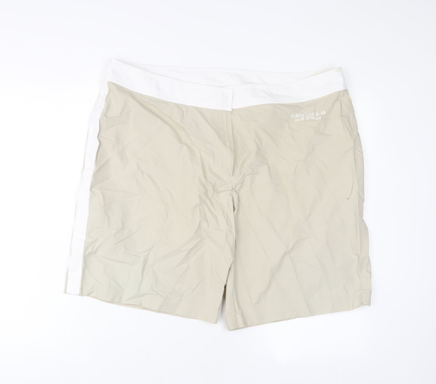 NEXT Womens Beige Cotton Bermuda Shorts Size 20 L10 in Regular Zip