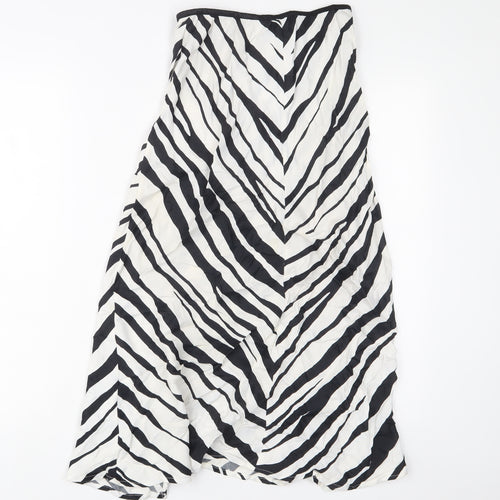 Zara Womens White Animal Print Viscose A-Line Skirt Size M