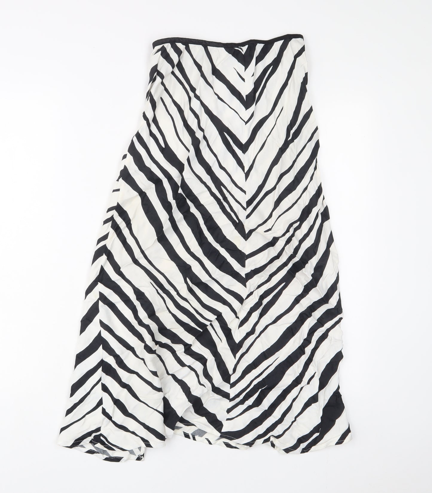 Zara Womens White Animal Print Viscose A-Line Skirt Size M