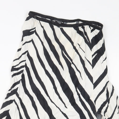 Zara Womens White Animal Print Viscose A-Line Skirt Size M