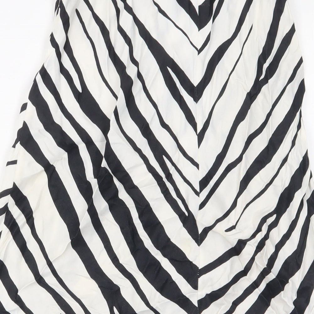 Zara Womens White Animal Print Viscose A-Line Skirt Size M