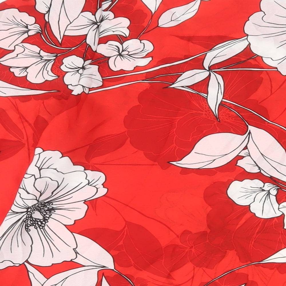 Dorothy Perkins Womens Red Floral Polyester Basic Blouse Size 12 Boat Neck