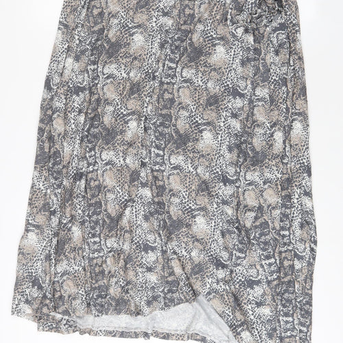 NEXT Womens Grey Animal Print Viscose Wrap Skirt Size 16 - Belted