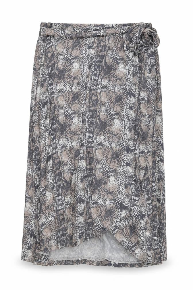 NEXT Womens Grey Animal Print Viscose Wrap Skirt Size 16 - Belted