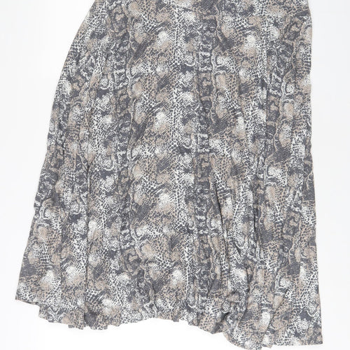 NEXT Womens Grey Animal Print Viscose Wrap Skirt Size 16 - Belted
