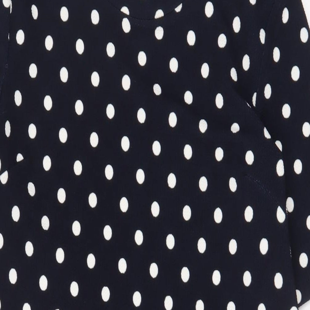 H&M Womens Blue Polka Dot Polyester Sheath Size 16 Crew Neck Zip