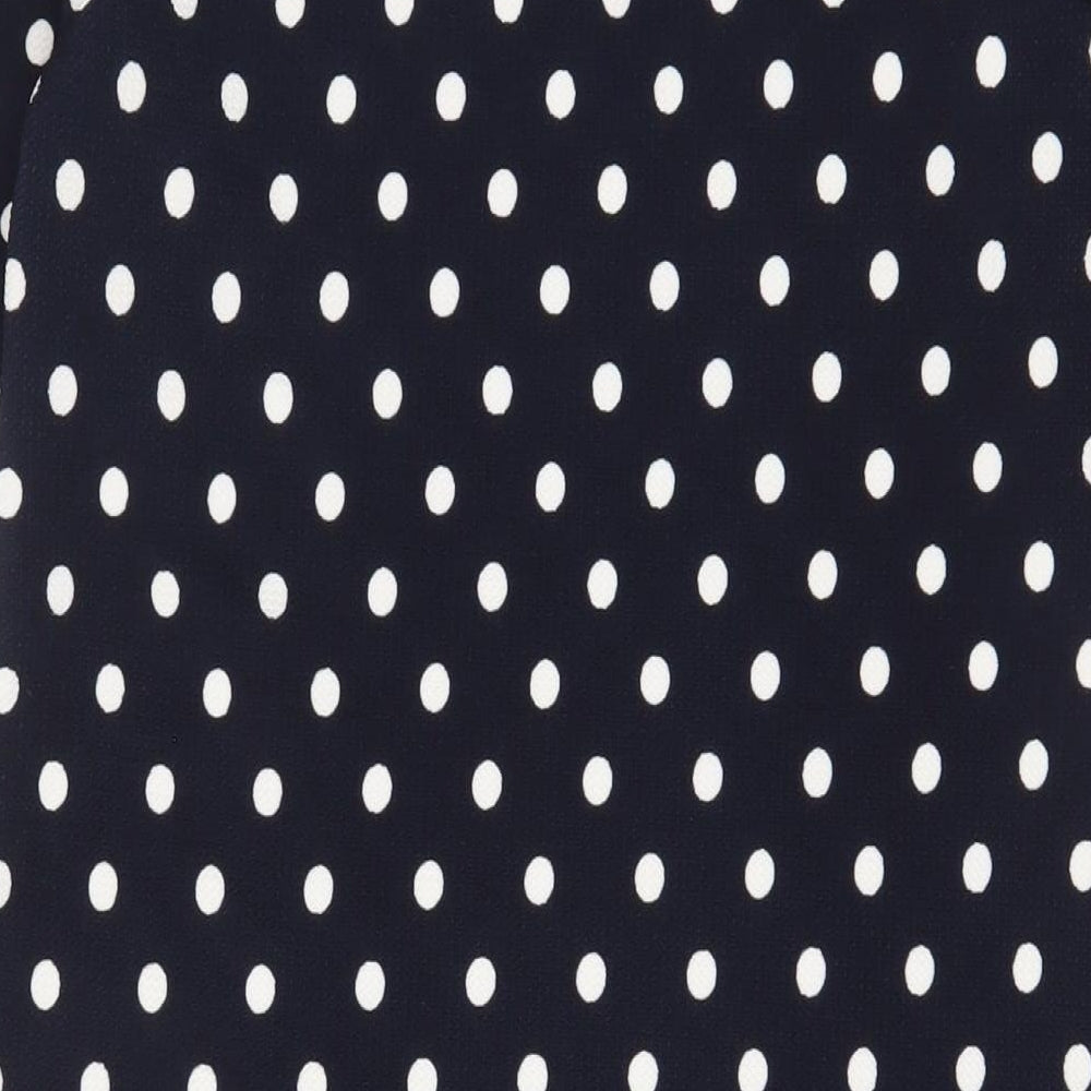 H&M Womens Blue Polka Dot Polyester Sheath Size 16 Crew Neck Zip