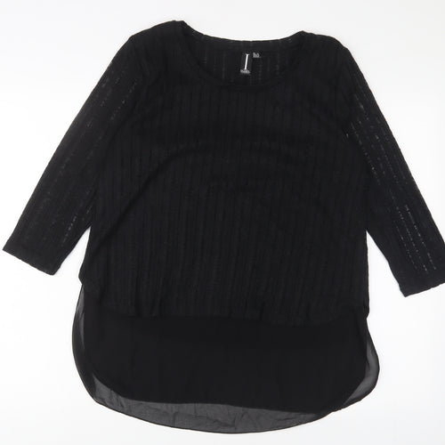 Izabel London Womens Black Polyester Basic Blouse Size 12 Crew Neck