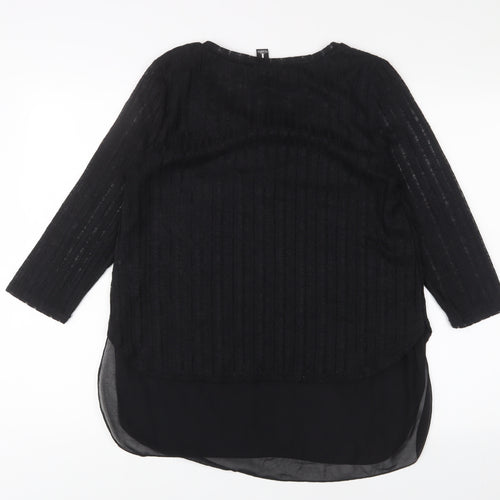 Izabel London Womens Black Polyester Basic Blouse Size 12 Crew Neck