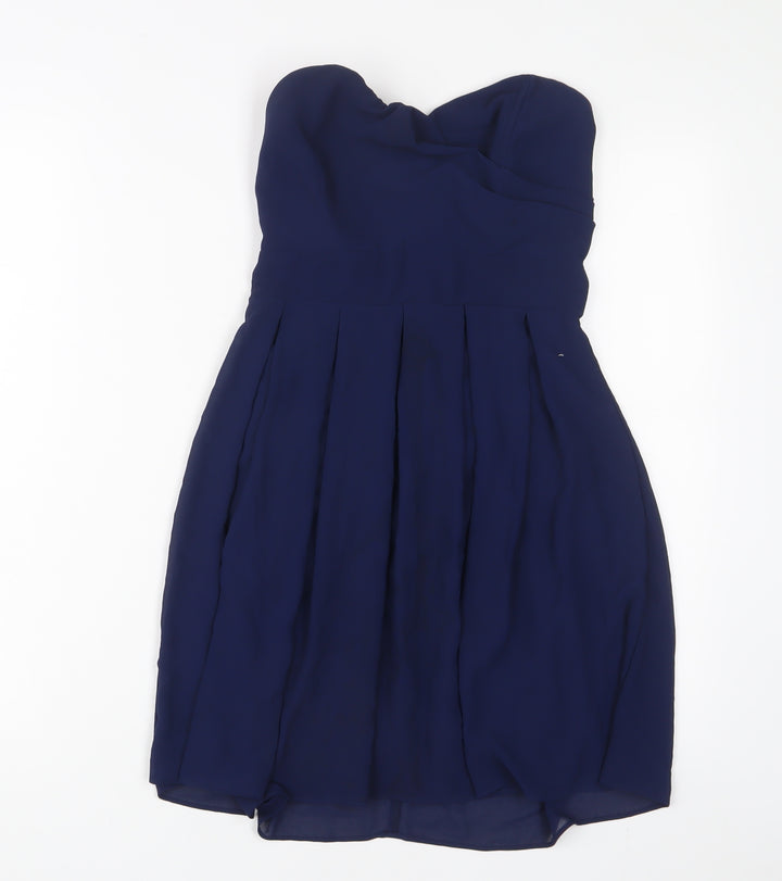TFNC Womens Blue Polyester Fit & Flare Size XS Sweetheart Zip