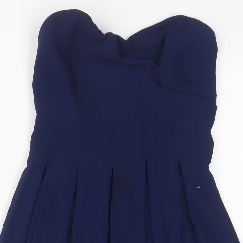 TFNC Womens Blue Polyester Fit & Flare Size XS Sweetheart Zip