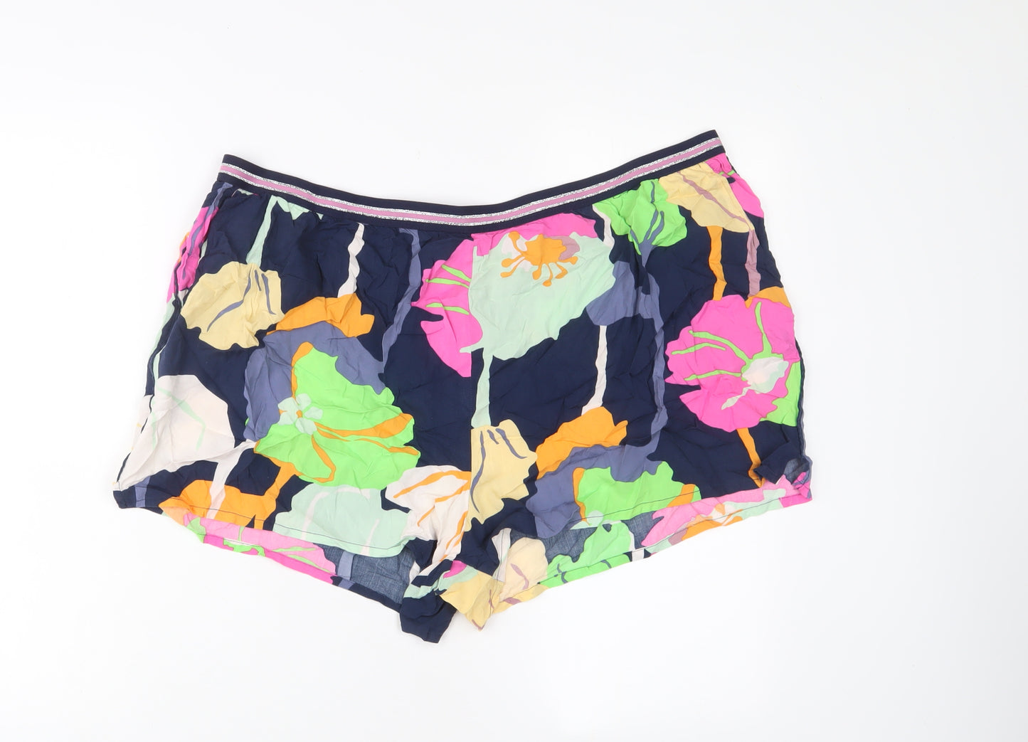 NEXT Womens Multicoloured Geometric Viscose Basic Shorts Size 20 L3 in Regular Pull On