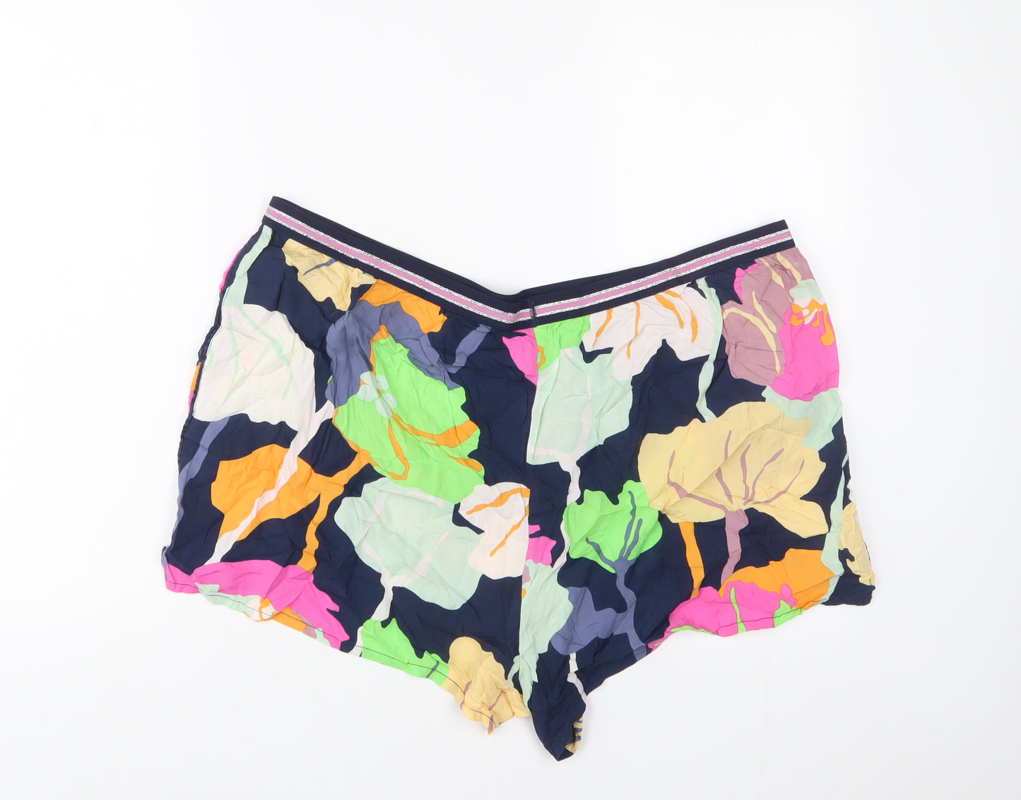 NEXT Womens Multicoloured Geometric Viscose Basic Shorts Size 20 L3 in Regular Pull On