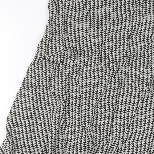 Reiss Womens Black Herringbone Polyester A-Line Skirt Size 10 Zip