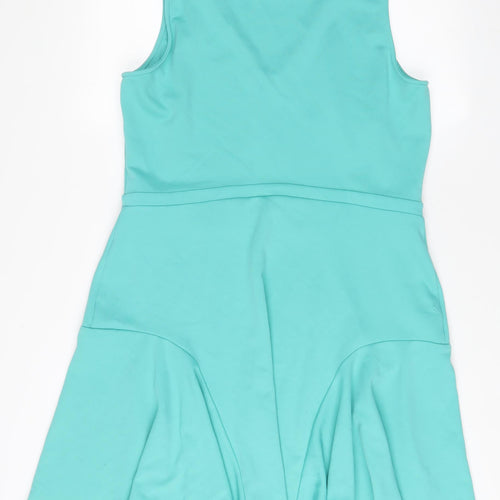 Scarlett B Womens Blue Polyester Fit & Flare Size 18 V-Neck Pullover - Pleated