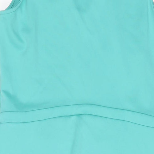 Scarlett B Womens Blue Polyester Fit & Flare Size 18 V-Neck Pullover - Pleated