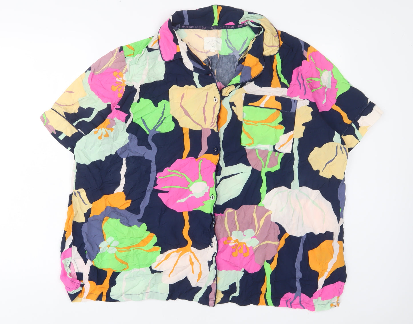 NEXT Womens Multicoloured Geometric Viscose Top Pyjama Top Size 20 Button
