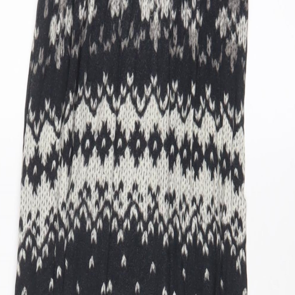 Love Womens Grey Geometric Viscose A-Line Size M Off the Shoulder Pullover - M/L