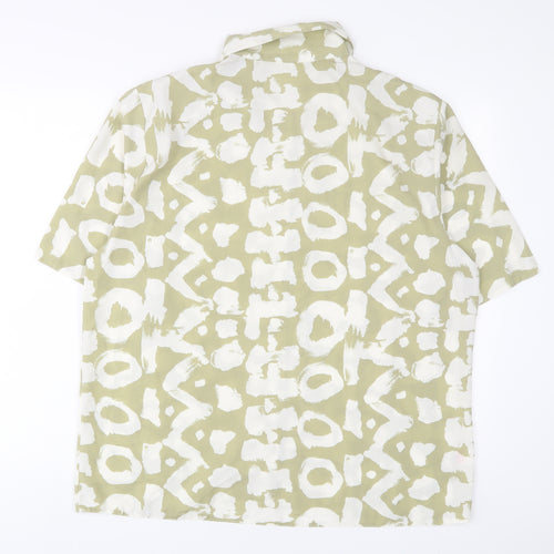 Rose Marie Womens Green Geometric Polyester Basic Button-Up Size 20 Collared