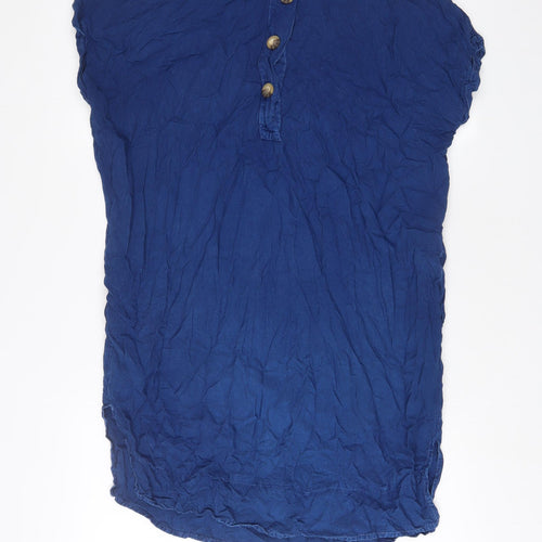 Roman Womens Blue Viscose Sheath Size 14 Collared Button