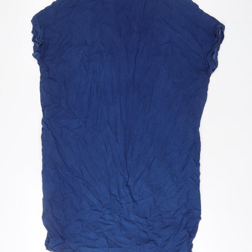 Roman Womens Blue Viscose Sheath Size 14 Collared Button