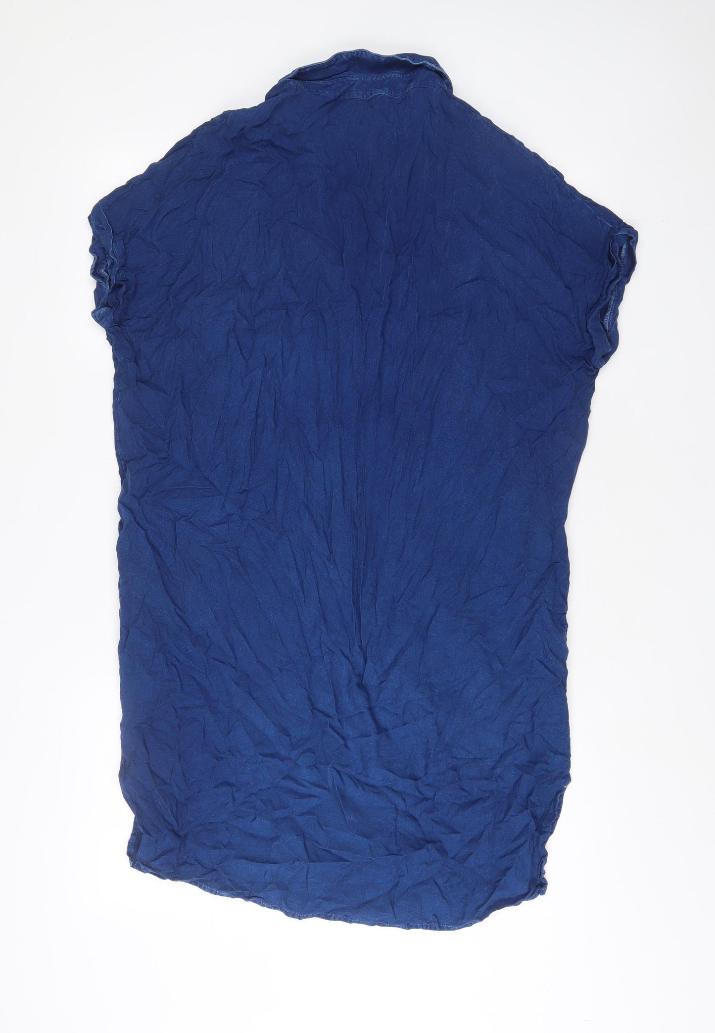 Roman Womens Blue Viscose Sheath Size 14 Collared Button