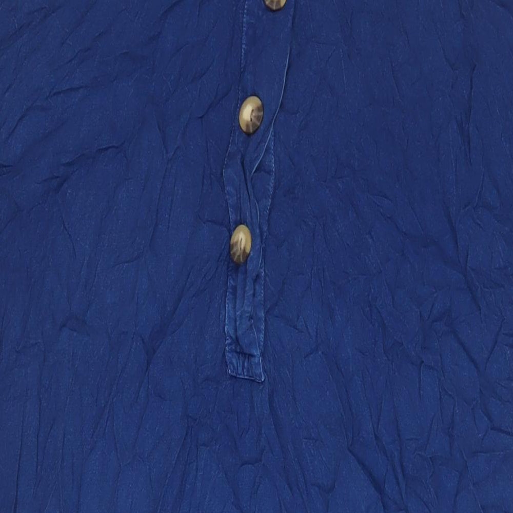 Roman Womens Blue Viscose Sheath Size 14 Collared Button