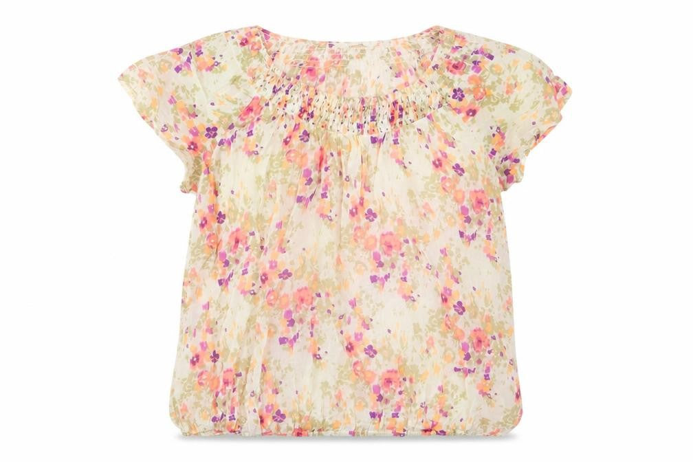 Front view of BHS women’s multicoloured geometric cotton basic t-shirt, size UK 14, scoop neck - sequins