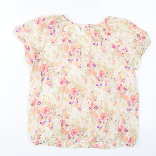 BHS Womens Multicoloured Geometric Cotton Basic T-Shirt Size 14 Scoop Neck - Sequins